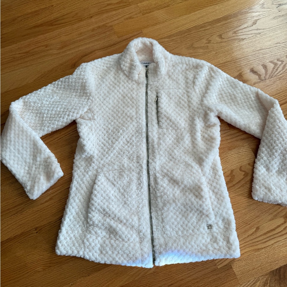 Calvin Klein Cream Fleece Zip-Up Jacket